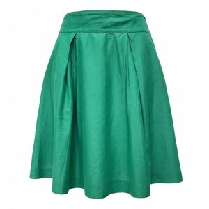 Banana Republic Vibrant Green A-Line Pleated Cotton Silk Blend Skirt
